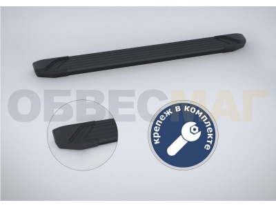Порог-площадка "Black" F180ALB + комплект крепежа для Skoda Karoq 2020-н.в., Volkswagen Taos 2021-н.в.